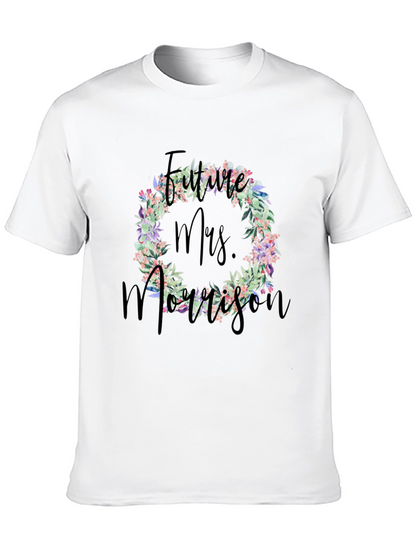 Future Mrs. Morrison Floral Wreath Black T-Shirt