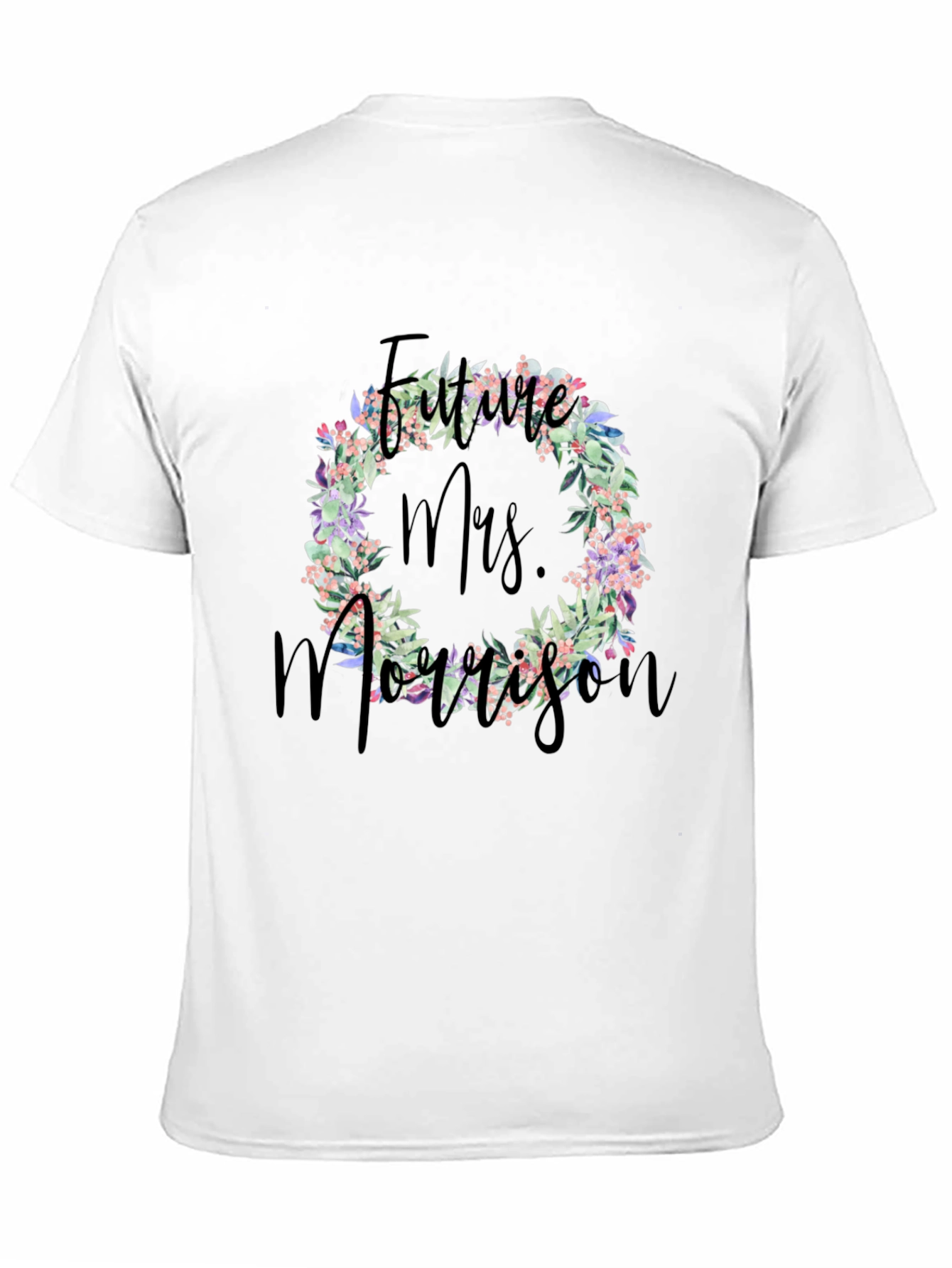 Future Mrs. Morrison Floral Wreath Black T-Shirt