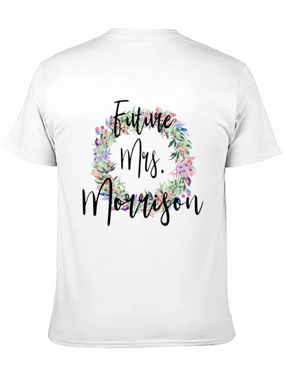 Future Mrs. Morrison Floral Wreath Black T-Shirt