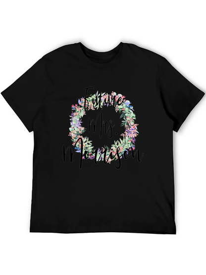 Future Mrs. Morrison Floral Wreath Black T-Shirt