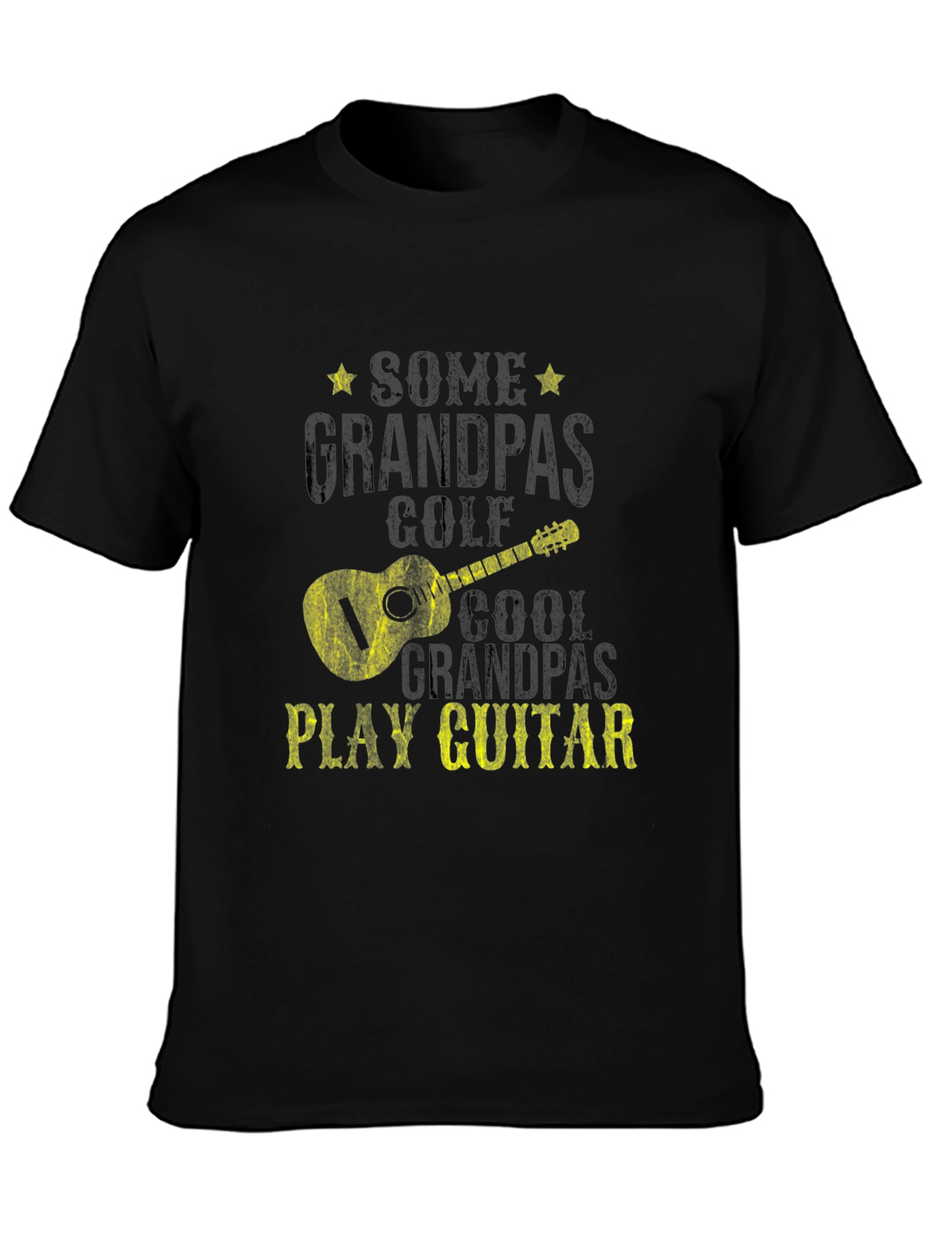 Cool Grandpas Play Guitar Black Graphic Tee