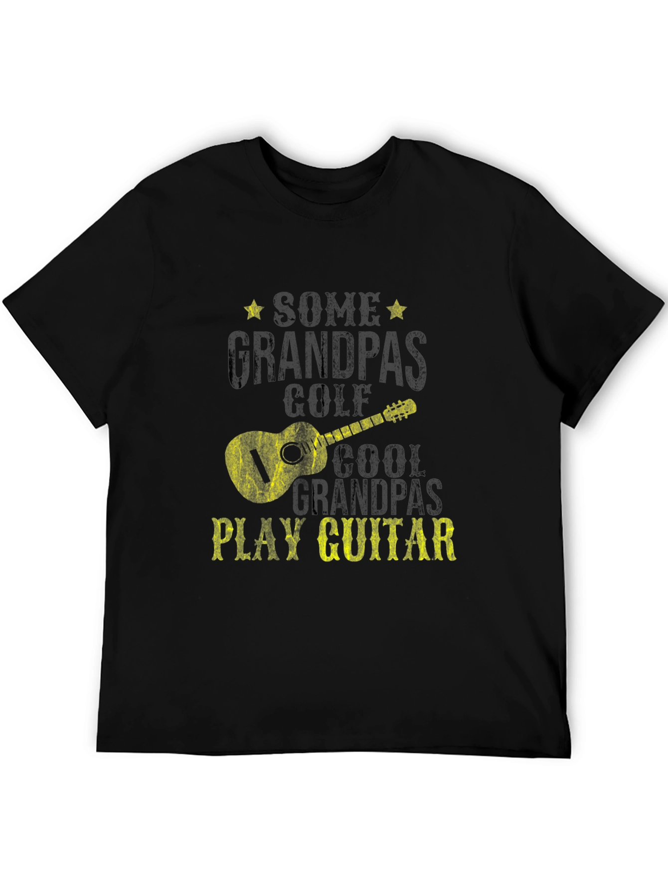 Cool Grandpas Play Guitar Black Graphic Tee