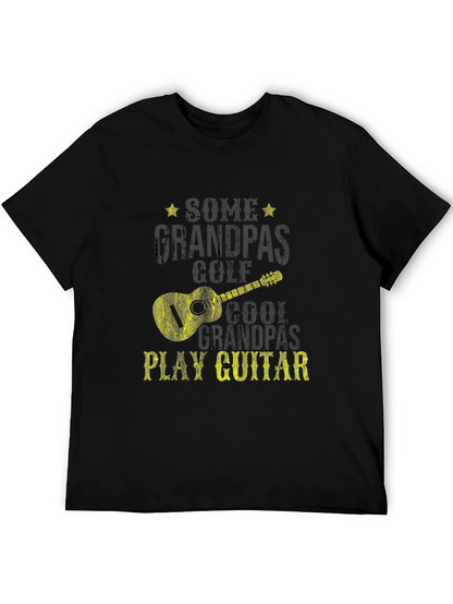 Cool Grandpas Play Guitar Black Graphic Tee