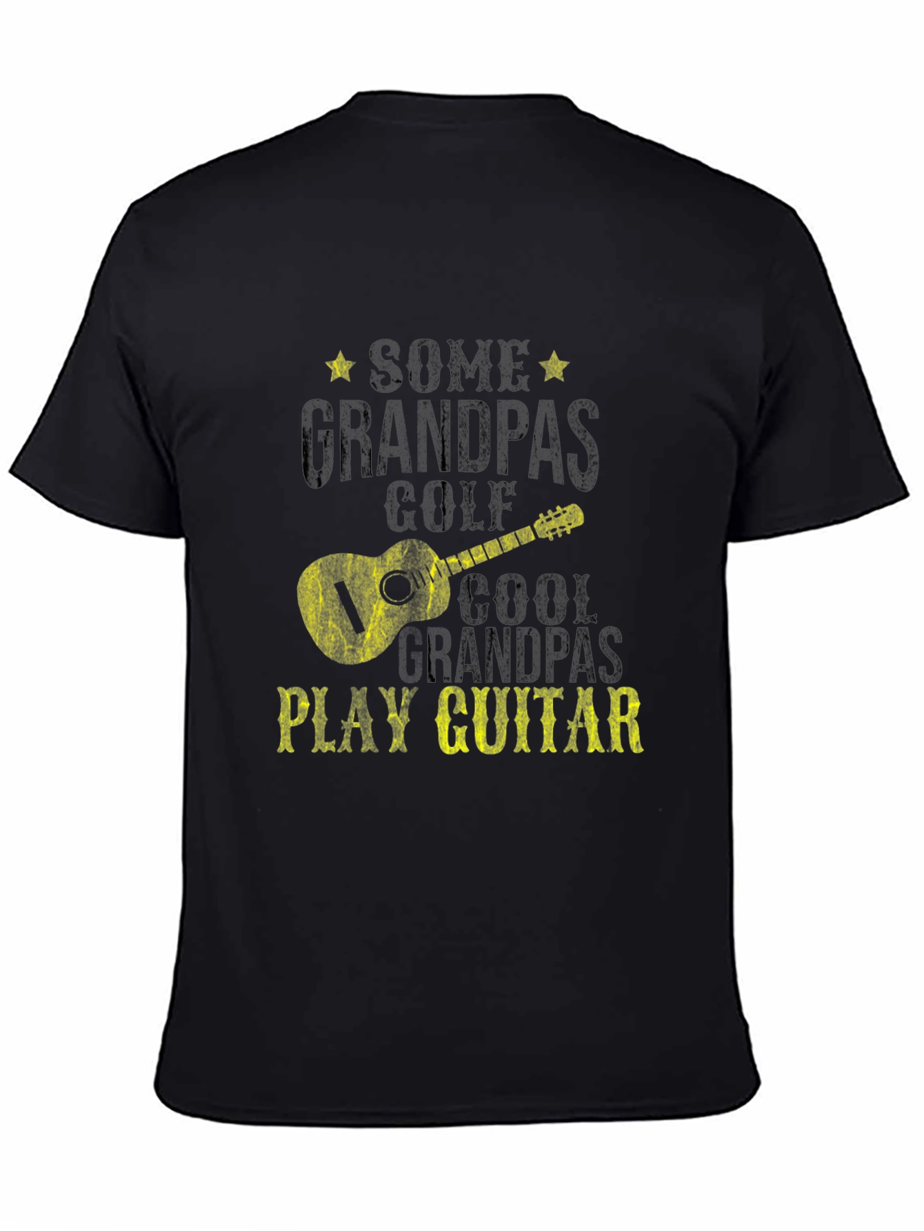 Cool Grandpas Play Guitar Black Graphic Tee