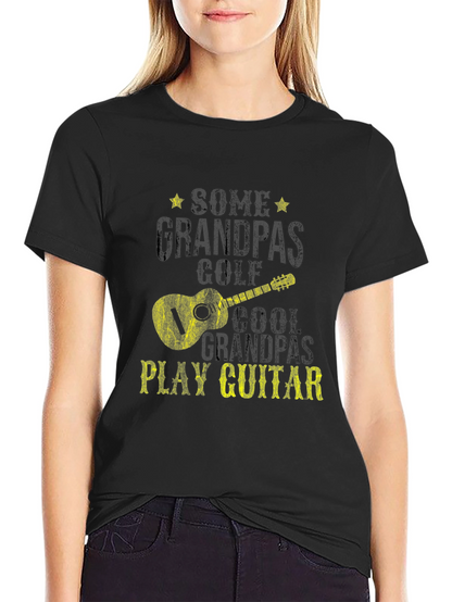 Cool Grandpas Play Guitar Black Graphic Tee