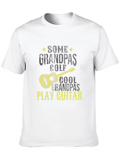 Cool Grandpas Play Guitar Black Graphic Tee