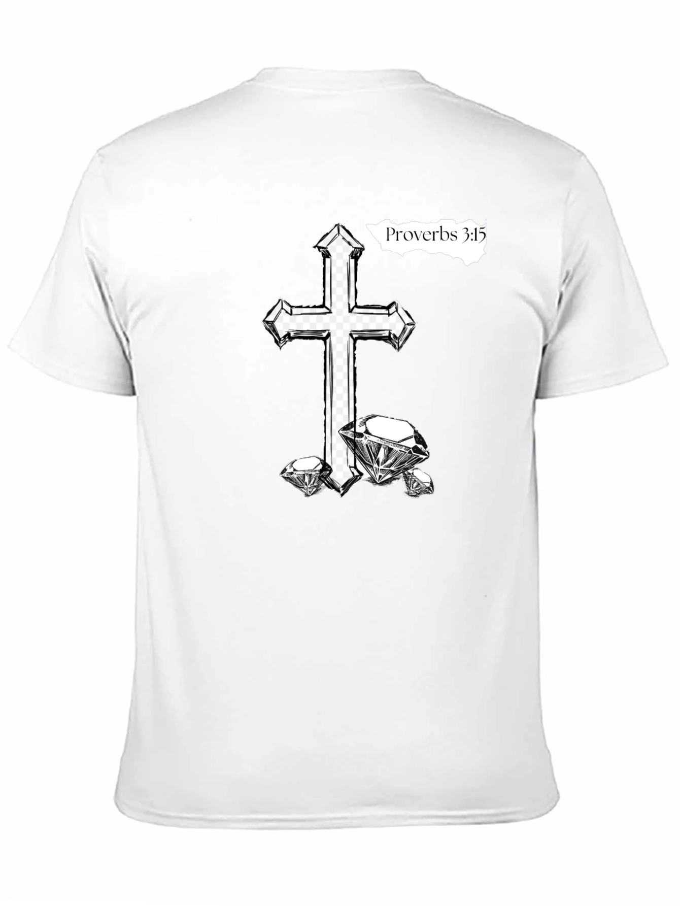 Cross & Diamonds Black T-Shirt - Proverbs 3:15