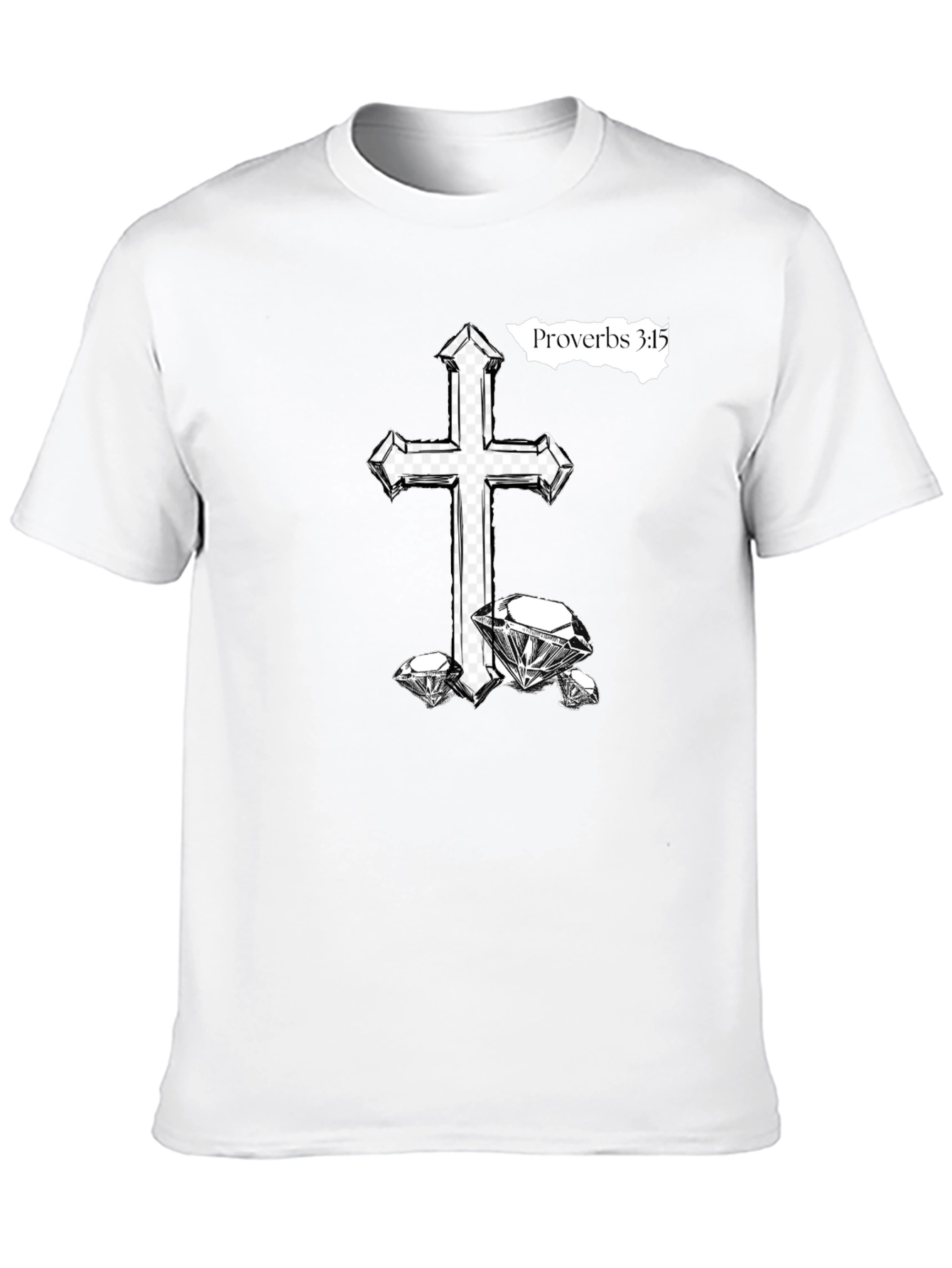 Cross & Diamonds Black T-Shirt - Proverbs 3:15