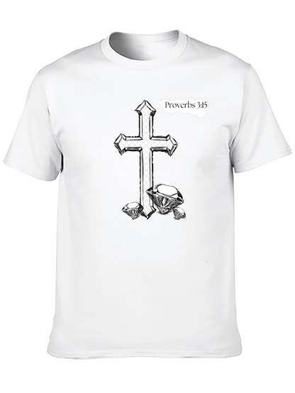 Cross & Diamonds Black T-Shirt - Proverbs 3:15