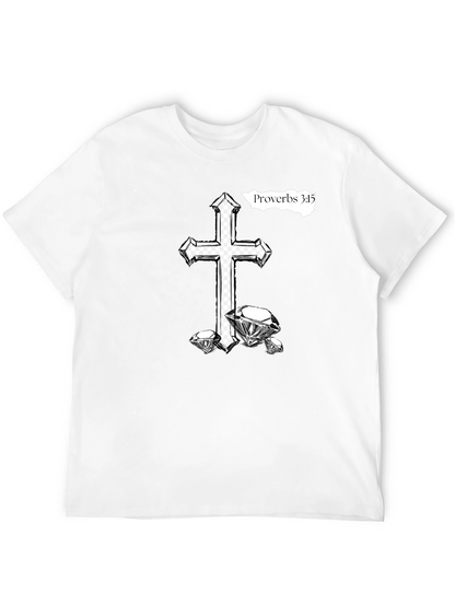 Cross & Diamonds Black T-Shirt - Proverbs 3:15