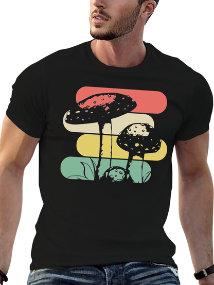 Retro Mushroom Graphic Tee - Black