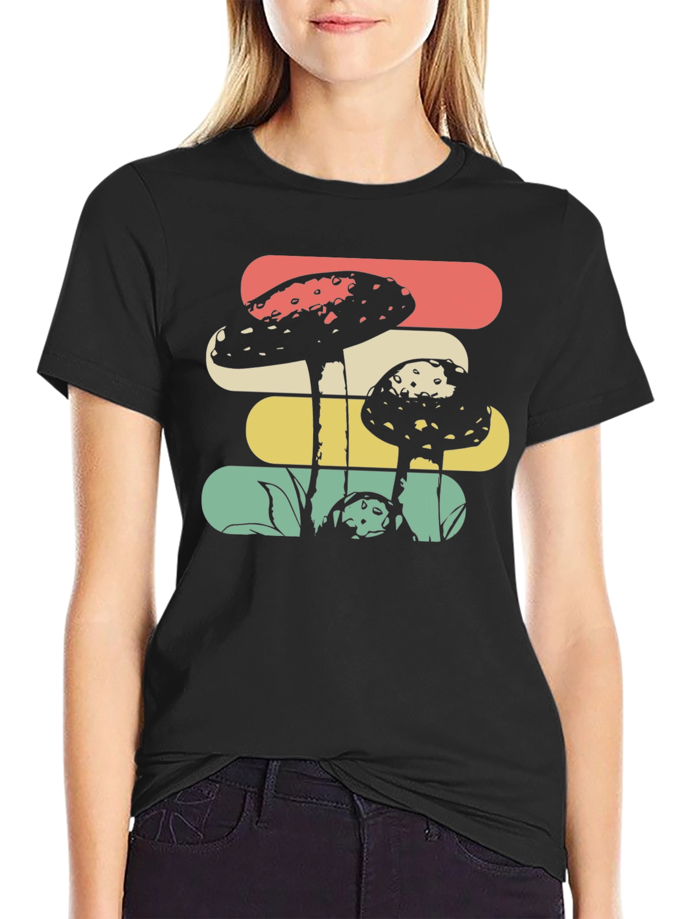 Retro Mushroom Graphic Tee - Black