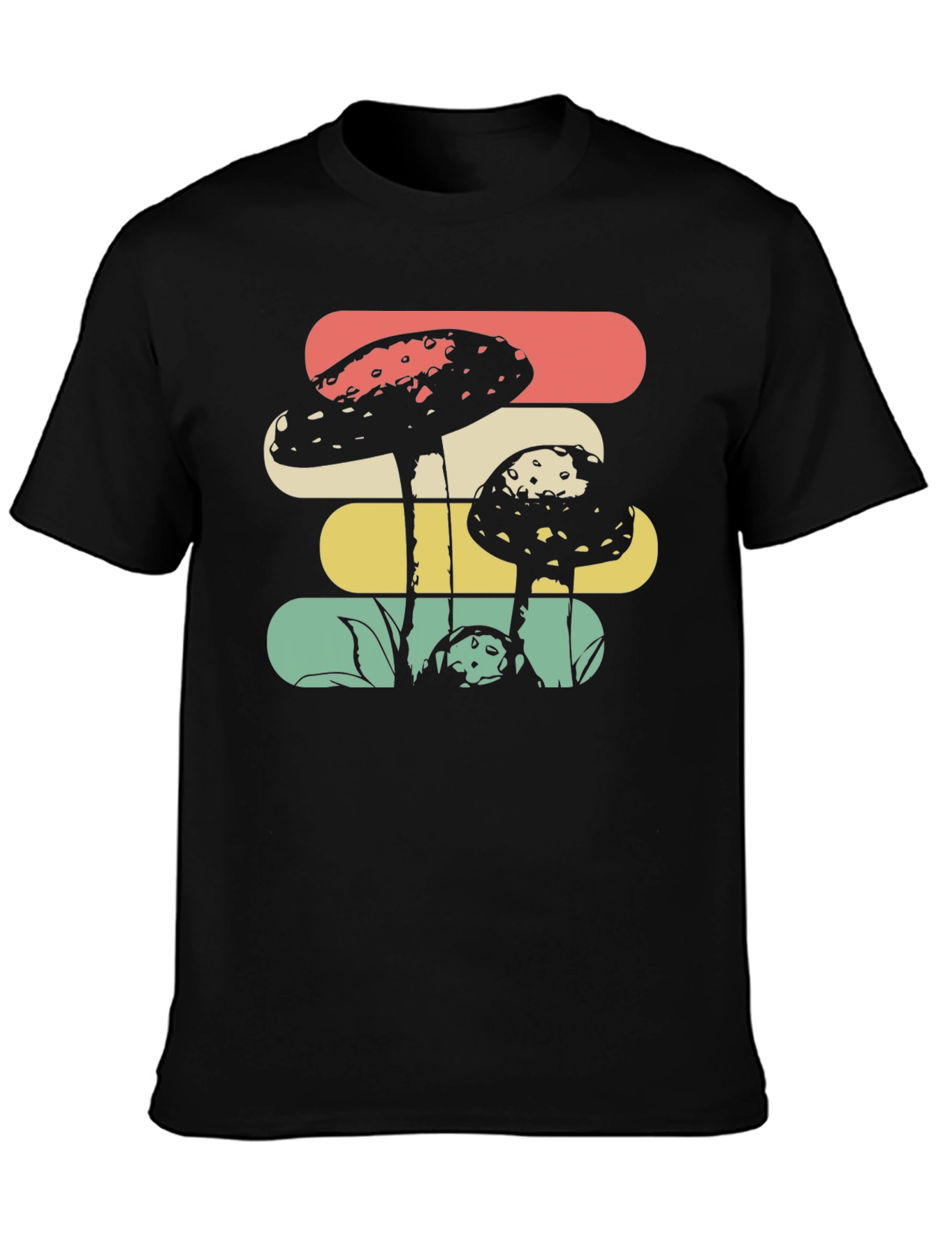 Retro Mushroom Graphic Tee - Black