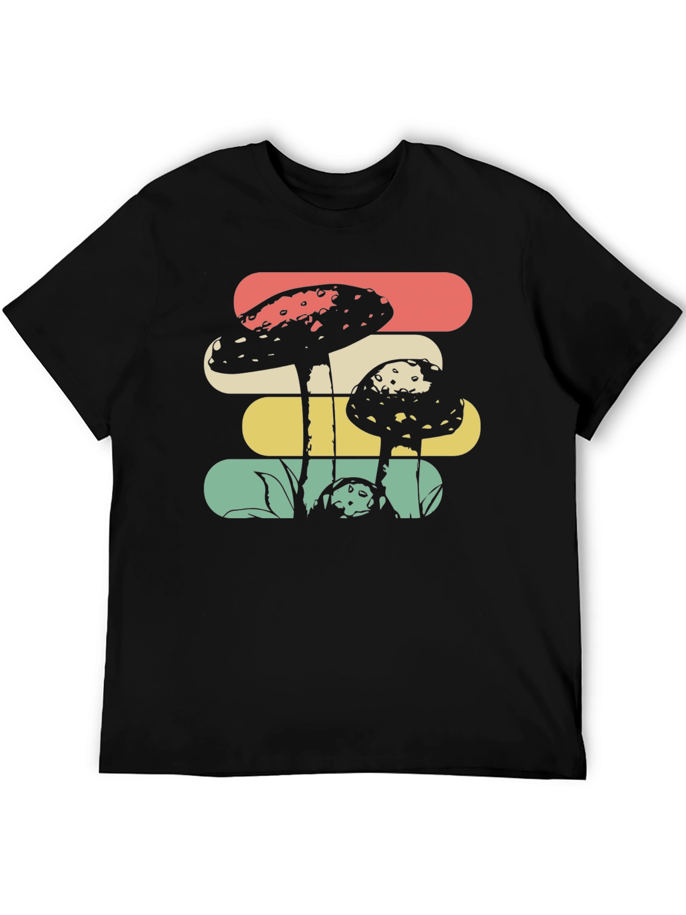 Retro Mushroom Graphic Tee - Black