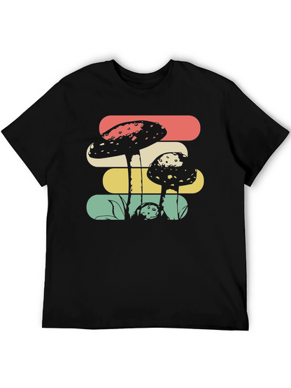 Retro Mushroom Graphic Tee - Black
