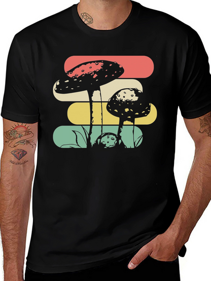 Retro Mushroom Graphic Tee - Black