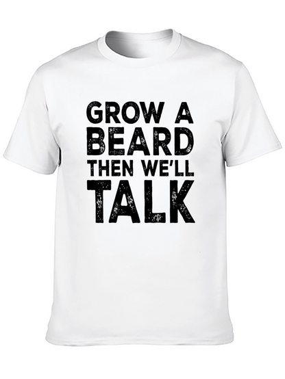 Grow A Beard Mens Black Graphic T-Shirt