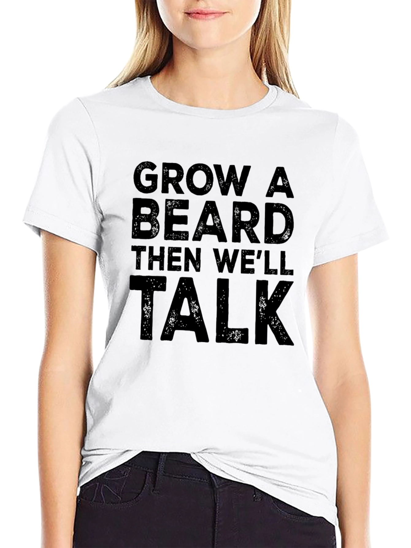 Grow A Beard Mens Black Graphic T-Shirt