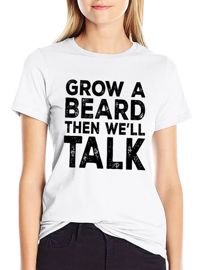 Grow A Beard Mens Black Graphic T-Shirt
