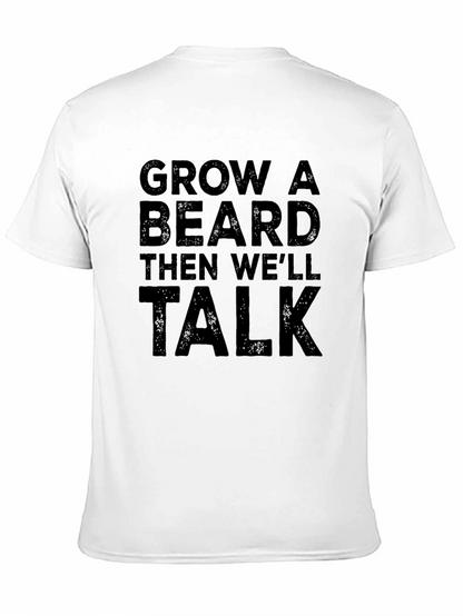 Grow A Beard Mens Black Graphic T-Shirt