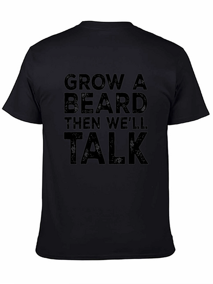 Grow A Beard Mens Black Graphic T-Shirt