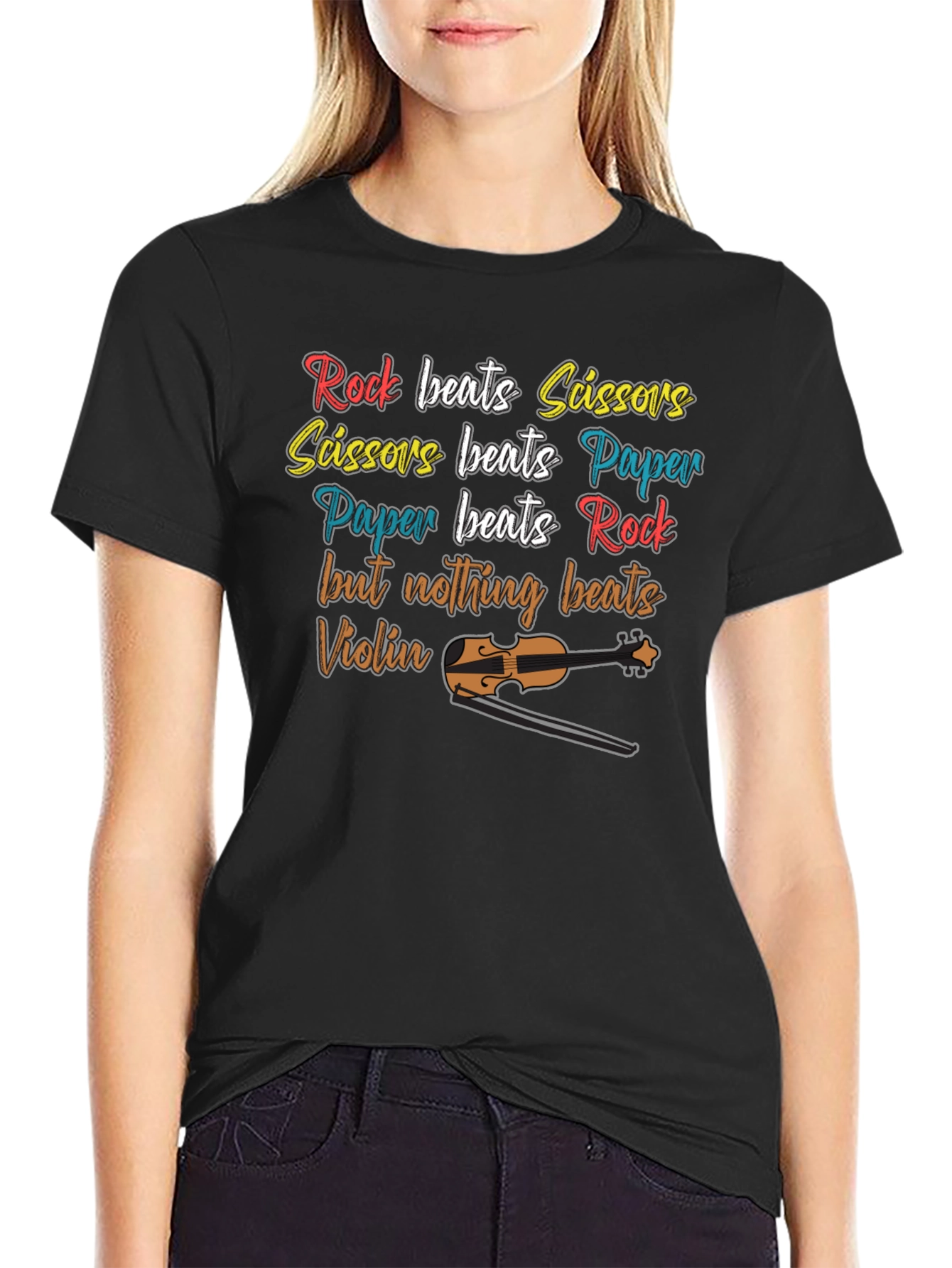 Rock Paper Scissors Violin Graphic T-Shirt