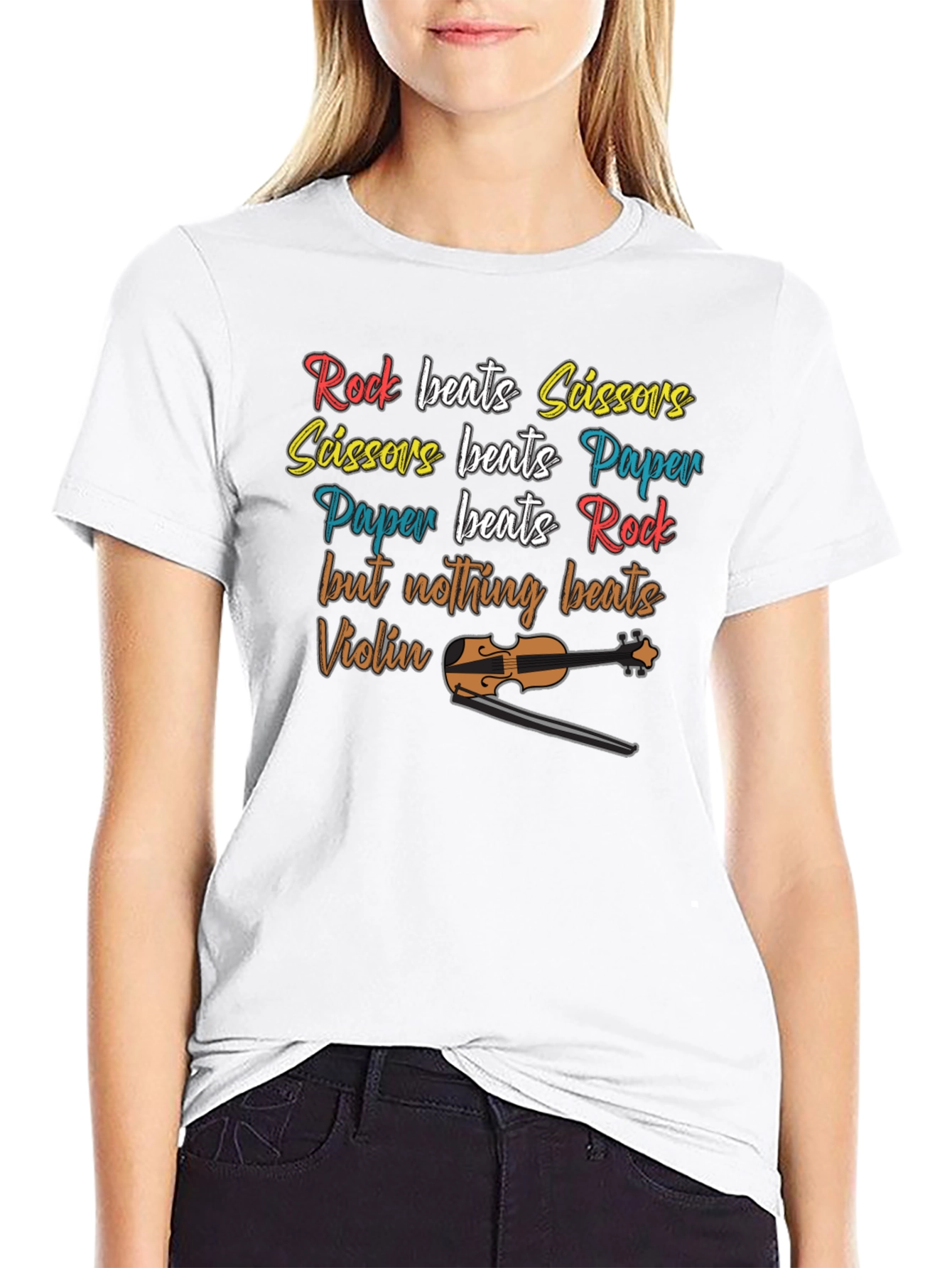 Rock Paper Scissors Violin Graphic T-Shirt