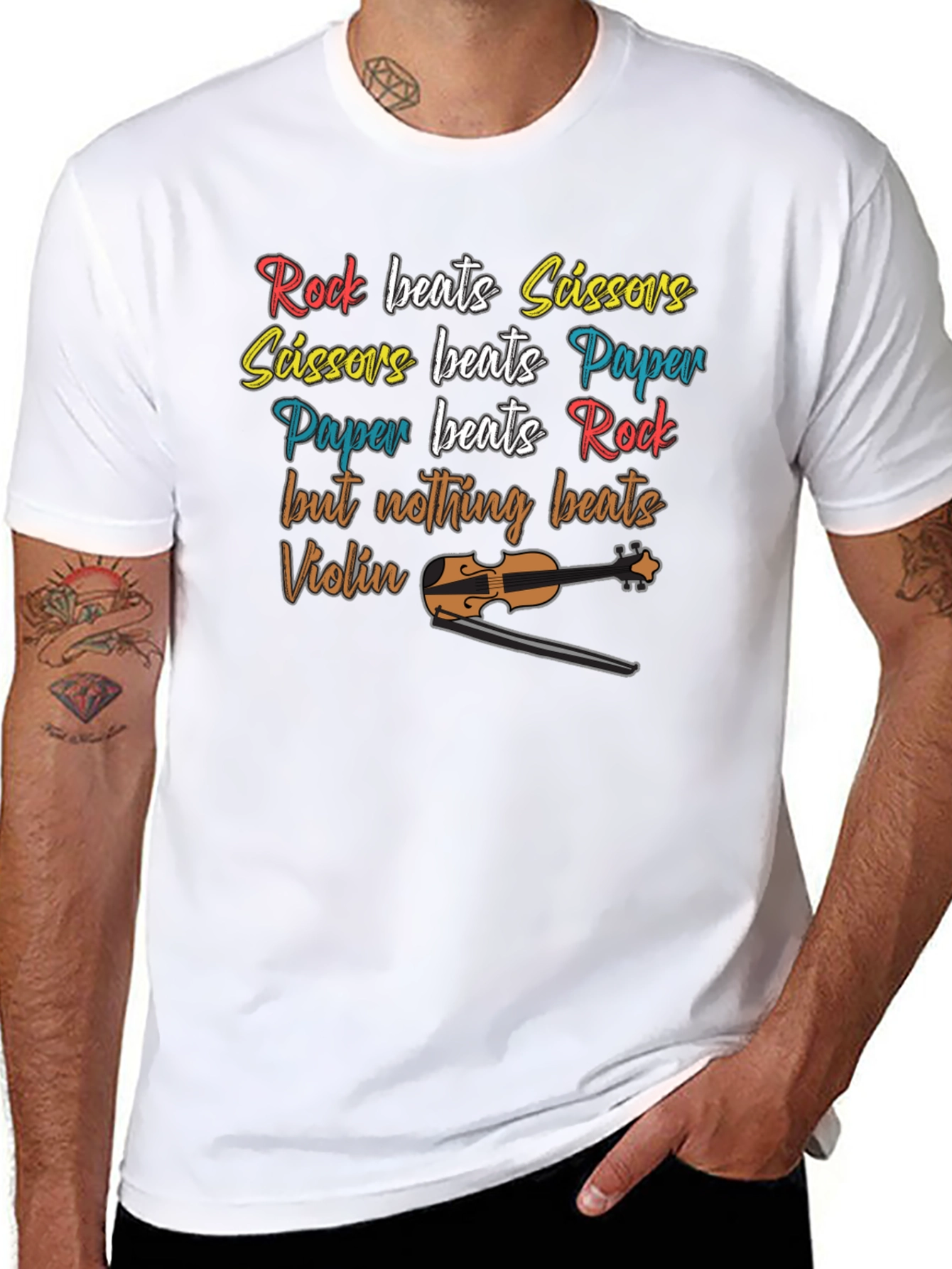 Rock Paper Scissors Violin Graphic T-Shirt