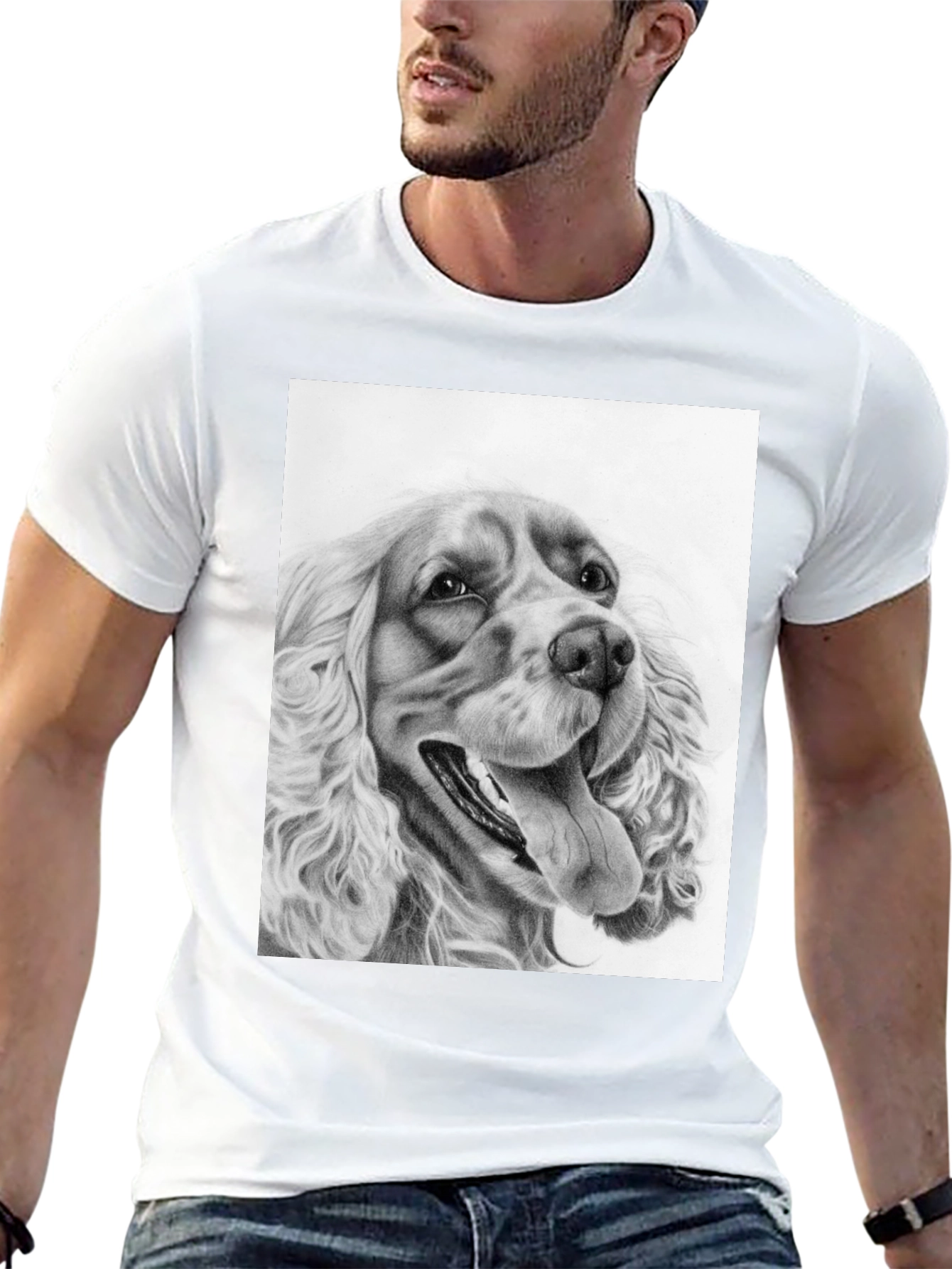 Dog Portrait Graphic Tee - Black