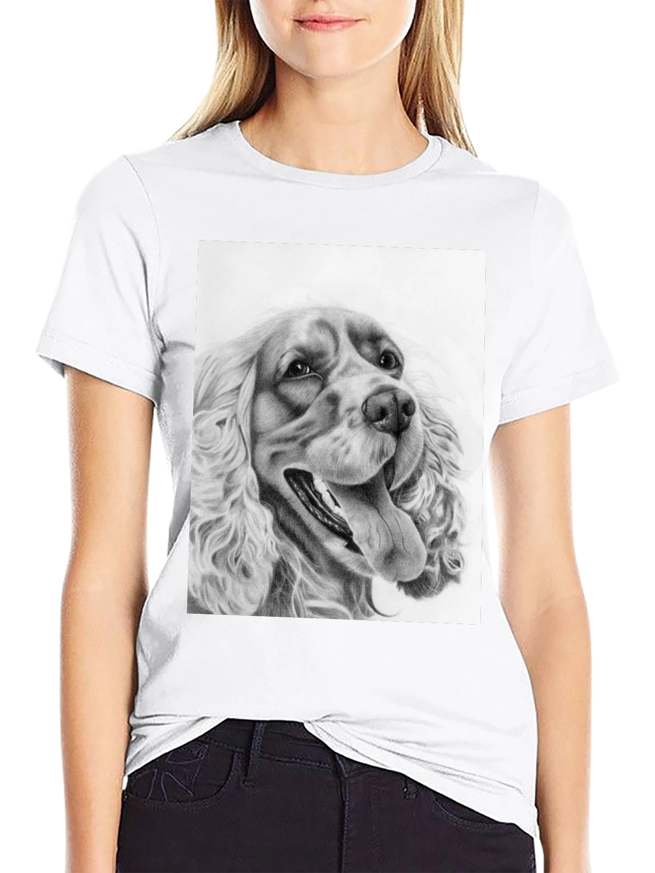 Dog Portrait Graphic Tee - Black