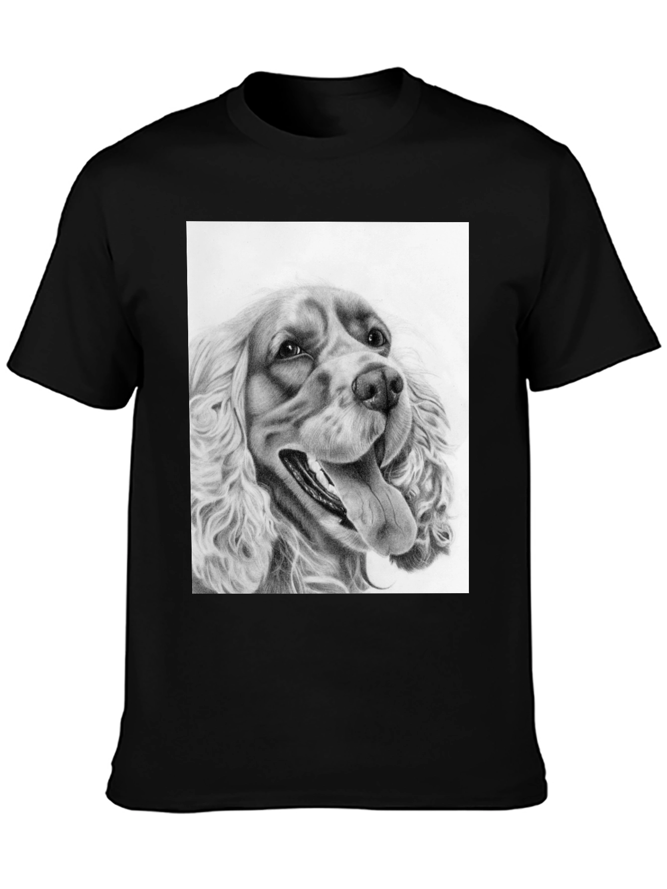 Dog Portrait Graphic Tee - Black