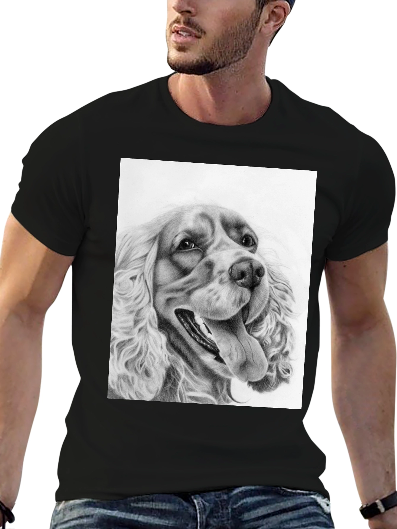 Dog Portrait Graphic Tee - Black