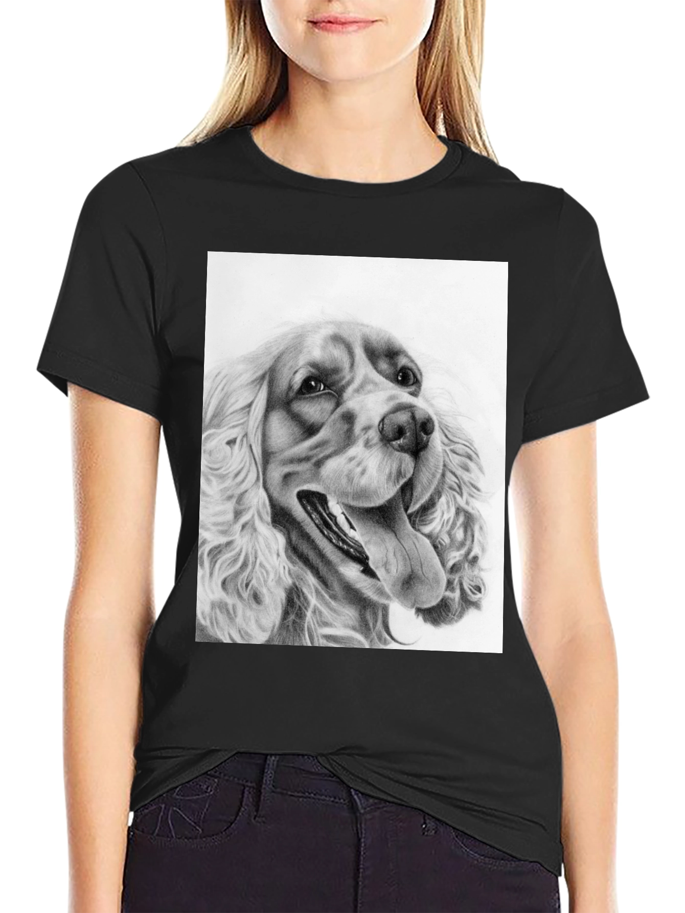 Dog Portrait Graphic Tee - Black