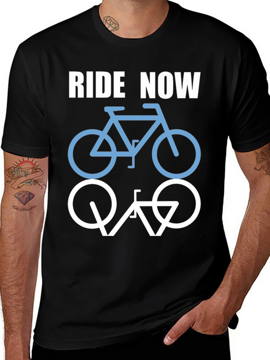 Ride Now Bicycle T-Shirt - Casual Cotton Tee
