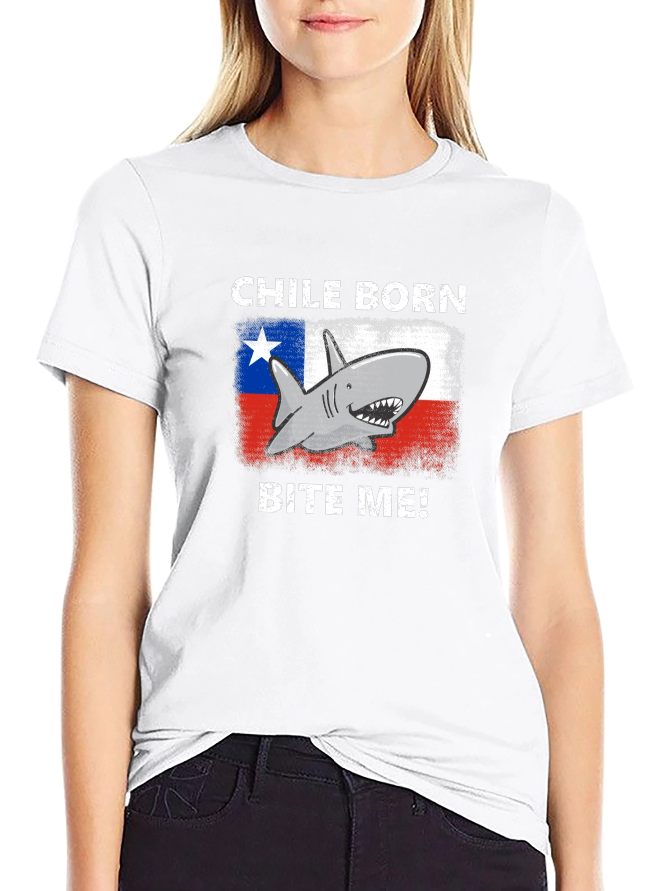 Chile Born Shark Bite Me! Graphic T-Shirt