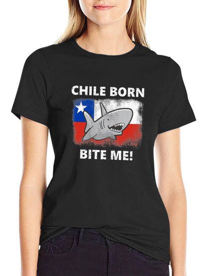 Chile Born Shark Bite Me! Graphic T-Shirt