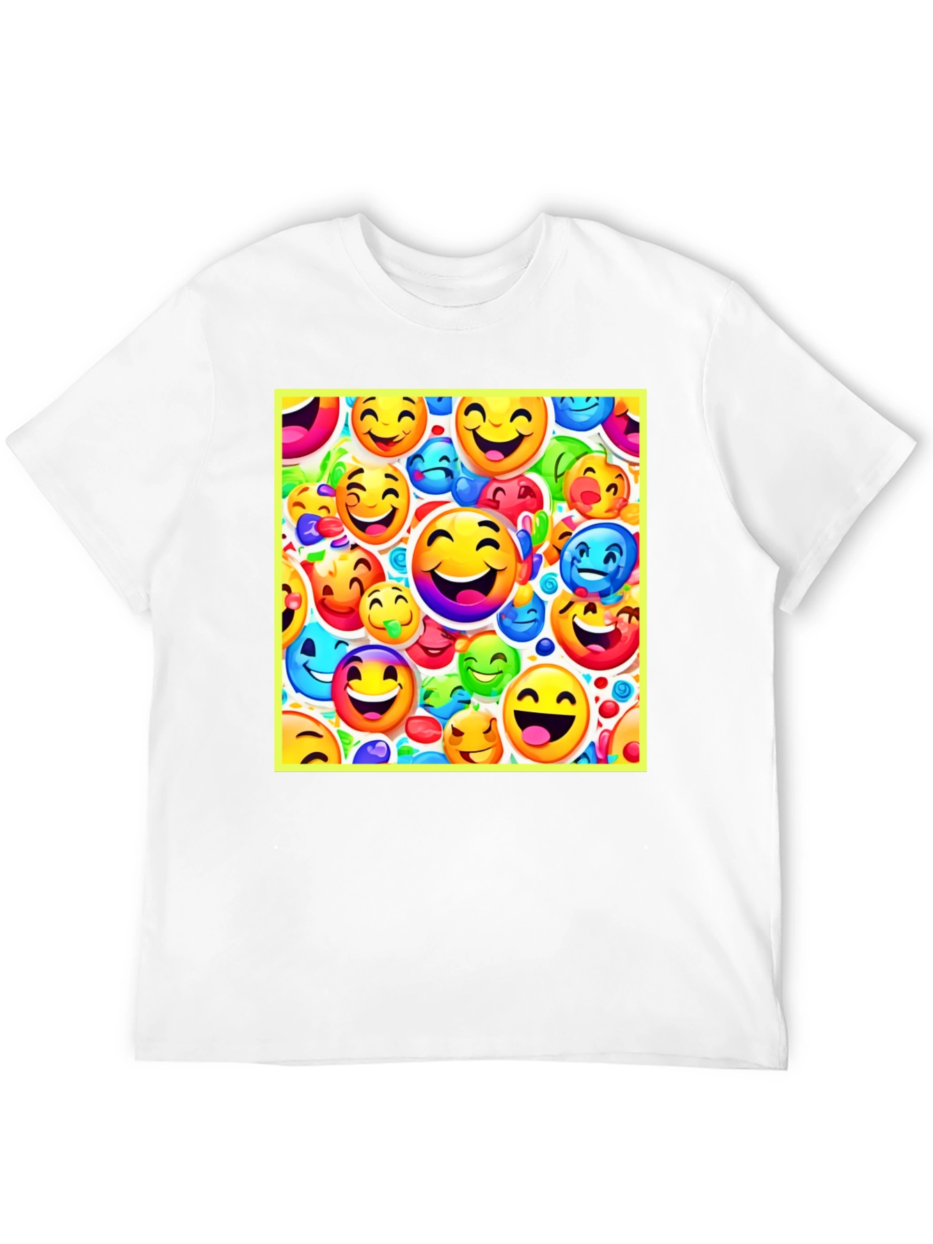 Emoji Face Pattern Black T-Shirt