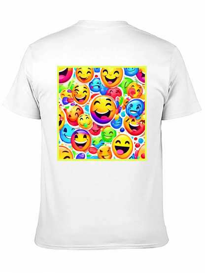 Emoji Face Pattern Black T-Shirt