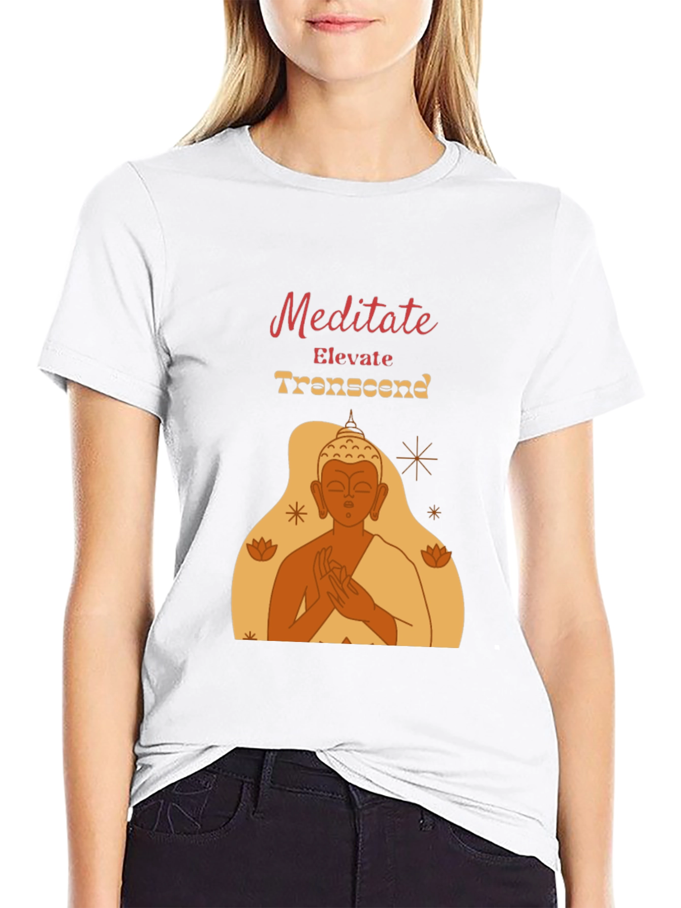 Meditate Elevate Transcend Black Graphic T-Shirt