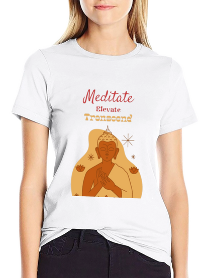 Meditate Elevate Transcend Black Graphic T-Shirt