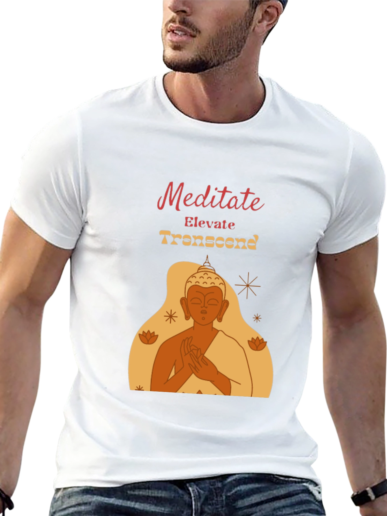 Meditate Elevate Transcend Black Graphic T-Shirt