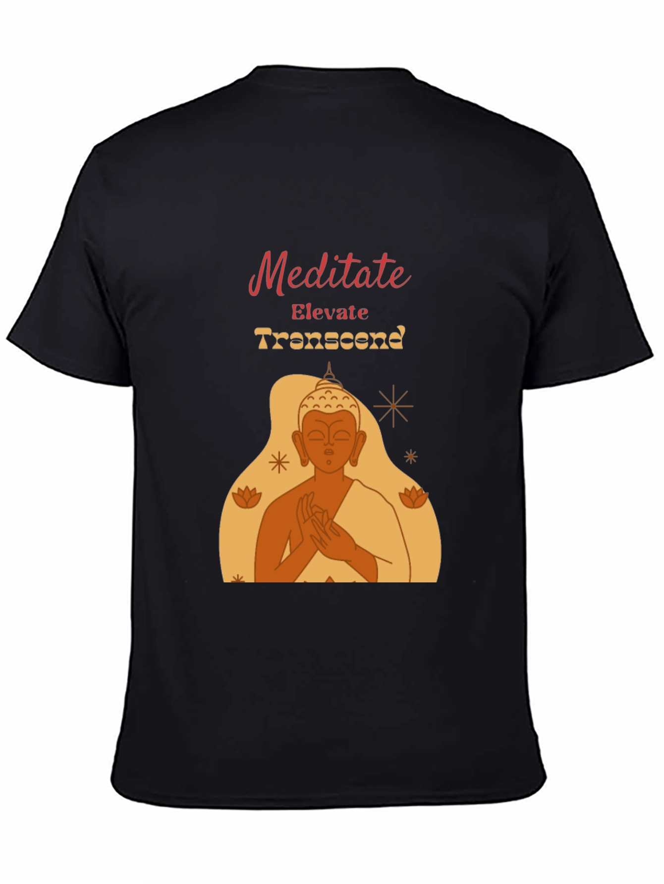Meditate Elevate Transcend Black Graphic T-Shirt
