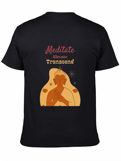 Meditate Elevate Transcend Black Graphic T-Shirt