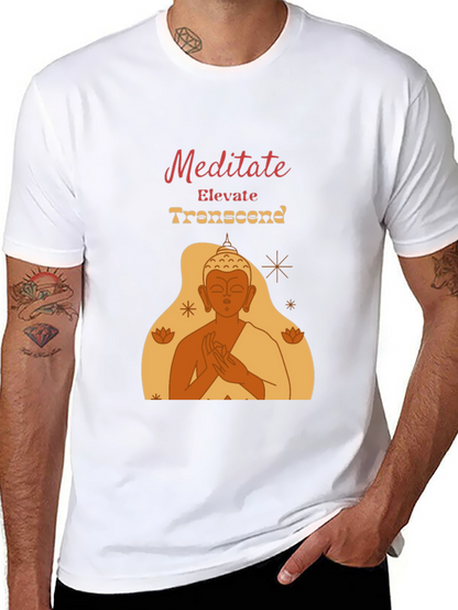 Meditate Elevate Transcend Black Graphic T-Shirt