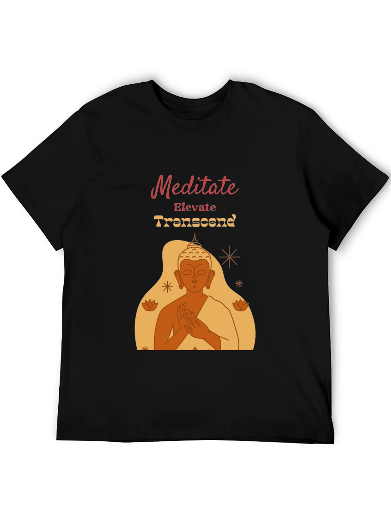Meditate Elevate Transcend Black Graphic T-Shirt