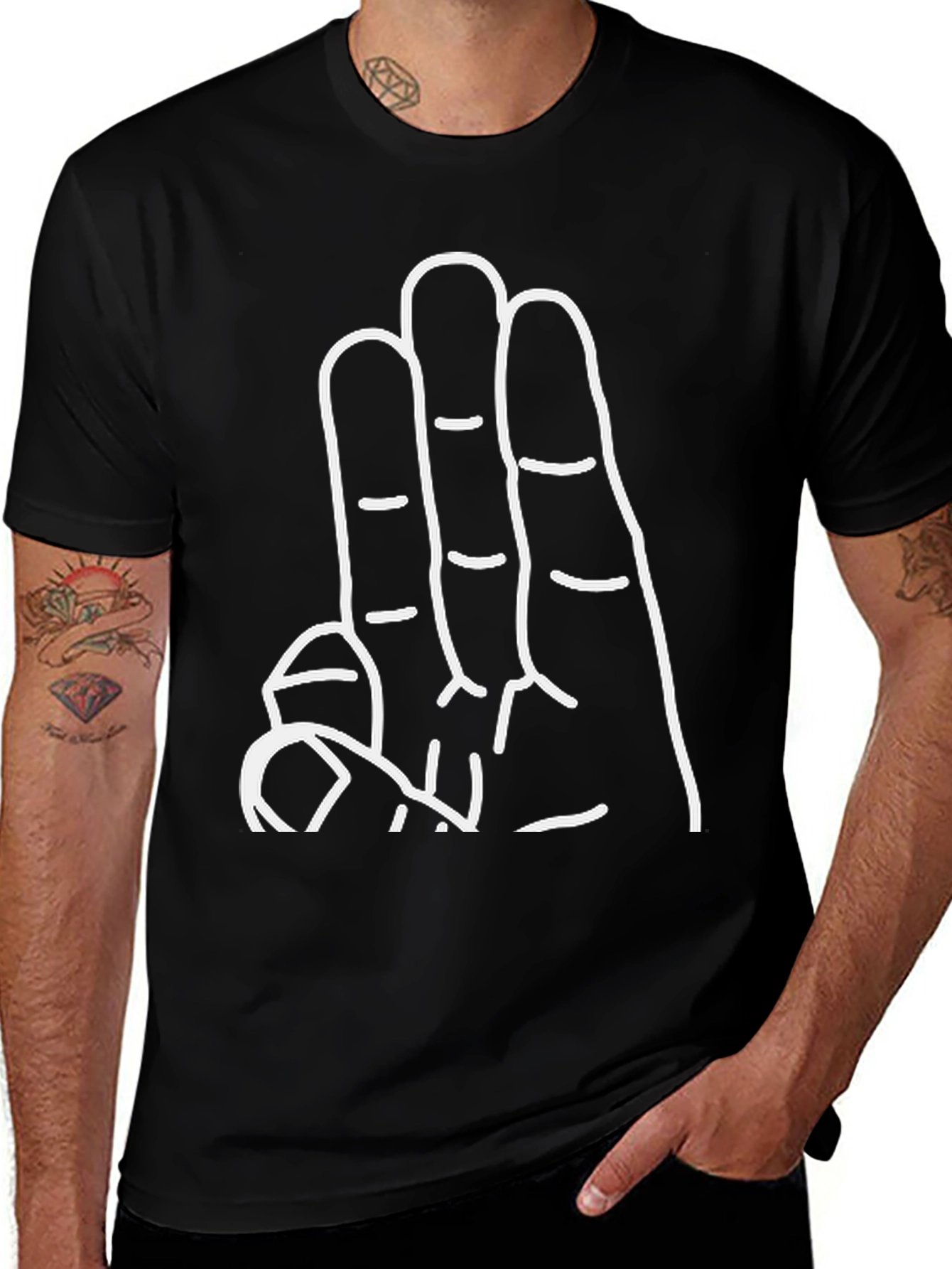 Black T-Shirt with Hand Graphic