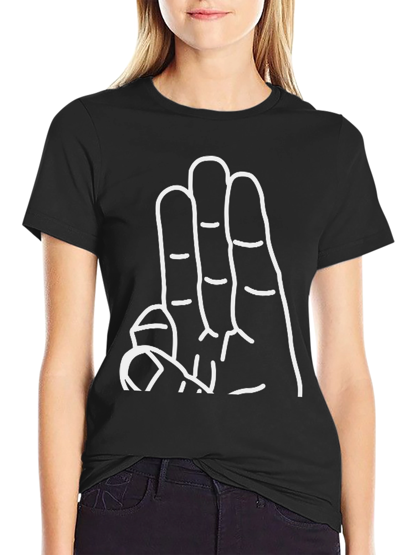 Black T-Shirt with Hand Graphic
