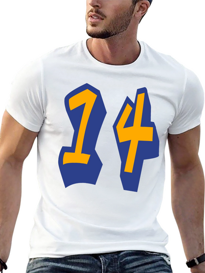 Black T-shirt with Blue and Gold 14 Design