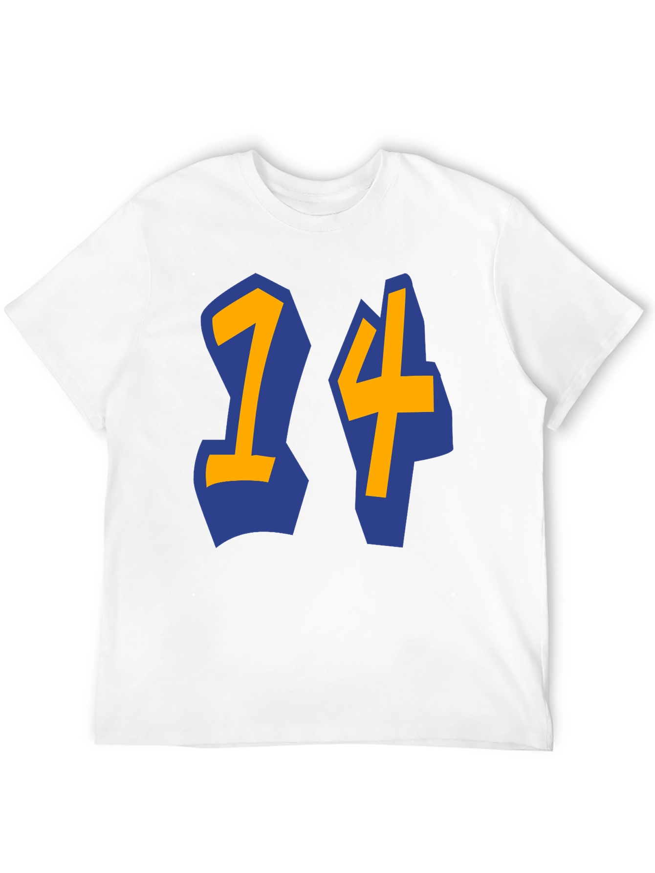 Black T-shirt with Blue and Gold 14 Design
