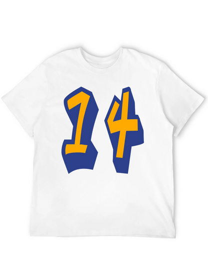 Black T-shirt with Blue and Gold 14 Design